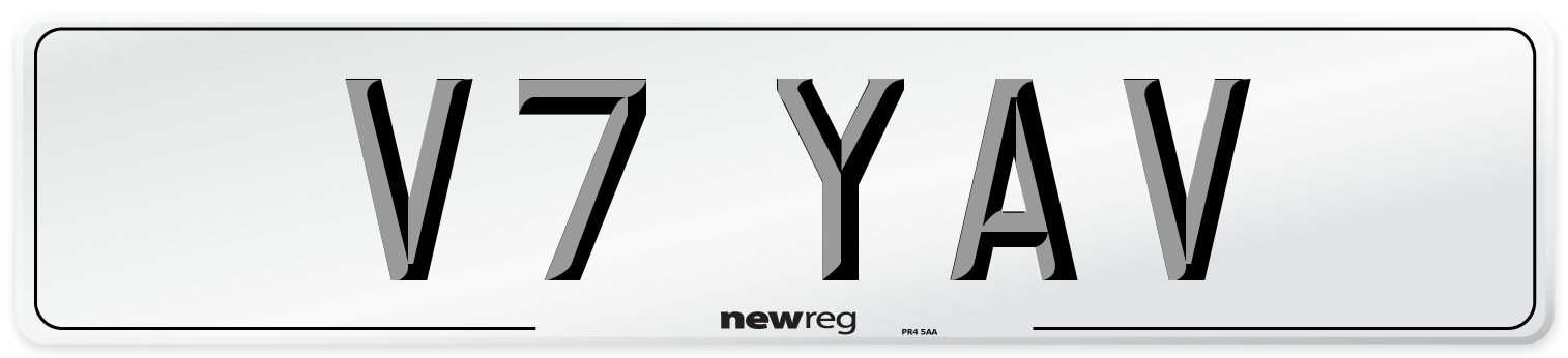 V7 YAV Number Plate from New Reg